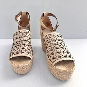 Tory Burch Basketweave Espadrille Wedge 10